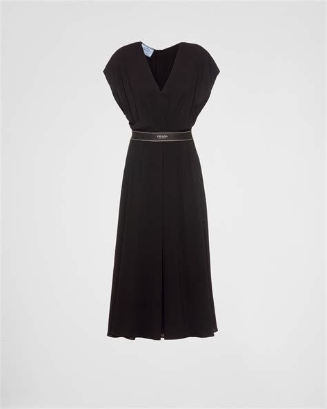 prada kleid schwarz streifen|Midikleid in Schwarz .